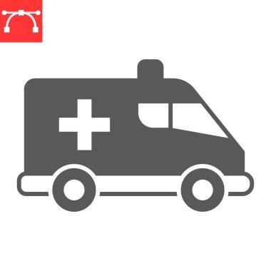 Ambulans sembolü, ulaşım ve araç, ambulans van vektör simgesi, vektör grafikleri, düzenlenebilir felç işareti, 10 birim.