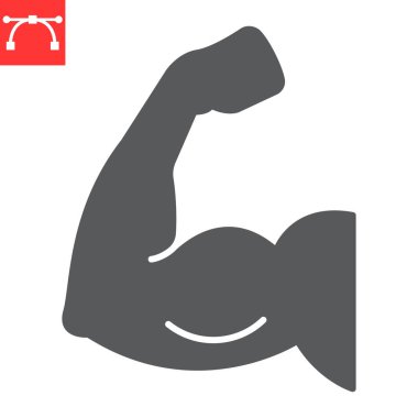 Biceps glyph icon, fitness and bodybuilding, muscle vector icon, vector graphics, editable stroke solid sign, eps 10.