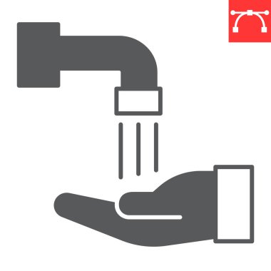 İslami wudu sembolü, Ramazan ve hijyen, abdest vektör ikonu, vektör grafikleri, düzenlenebilir felç katı işareti, 10 puan.