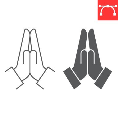 Dua eden eller çizgisi ve sembol, Paskalya ve din, lütfen vektör simgesi, vektör grafikleri, düzenlenebilir çizgi işareti,.