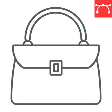 Kadın çanta çizgisi simgesi, Anneler Günü ve Aksesuar, el çantası vektör simgesi, vektör grafikleri, düzenlenebilir çizgi işareti, 10 Pound.