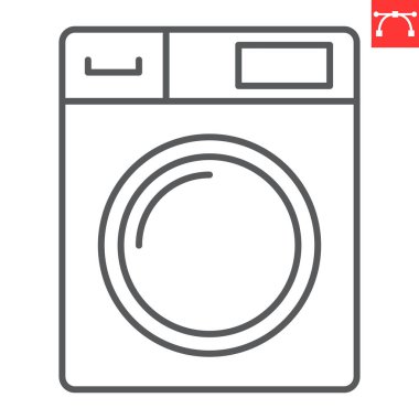 Çamaşır makinesi çizgi simgesi, ev aletleri ve çamaşırhane, kurutma makinesi vektör simgesi, vektör grafikleri, düzenlenebilir çizgi işareti, ep 10.