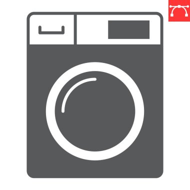 Çamaşır makinesi simgesi, ev aletleri ve çamaşırhane, kurutma makinesi vektör simgesi, vektör grafikleri, düzenlenebilir felç katı işareti, ep 10.