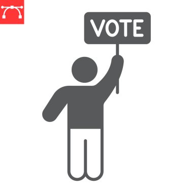 Seçim kampanyası sembolü, seçim ve siyasetçi, seçim kampanyası vektör ikonu, vektör grafikleri, düzenlenebilir felç katı işareti, 10 puan.
