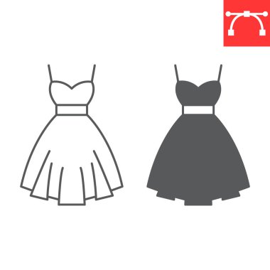 Giysi çizgisi ve simge simgesi, giysi ve zarafet, elbise vektör simgesi, vektör grafikleri, düzenlenebilir çizgi işareti, ep 10.