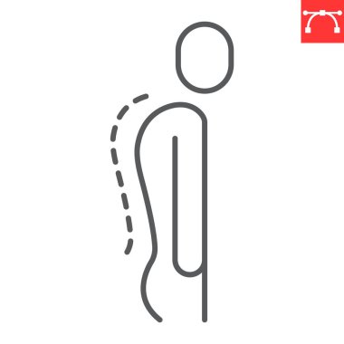 Kyphosis line icon, chiropractor and poor posture, hunchback vector icon, vector graphics, editable stroke outline sign, eps 10. clipart