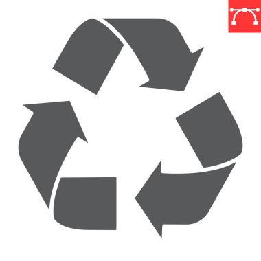 Geri dönüşüm simgesi, ekoloji ve biyografi, vektör simgesini yeniden kullan, vektör grafikleri, düzenlenebilir felç katı işareti, 10 PS.