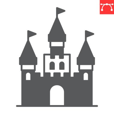 Şato sembolü, bina ve mimari, masal sarayı vektör ikonu, vektör grafikleri, düzenlenebilir felç katı işareti, 10 Pound.