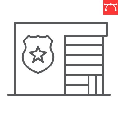 Police station line icon, building and architecture, police office vector icon, vector graphics, editable stroke outline sign, eps 10. clipart