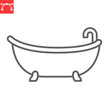 Küvet hattı simgesi, sıhhi tesisat servisi ve ev içi, banyo vektör simgesi, vektör grafikleri, düzenlenebilir çizgi işareti, 10 Pound.