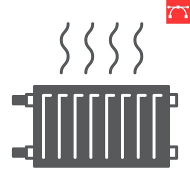Radyatör sembolü, sıhhi tesisat servisi ve ev ögesi, ısıtıcı vektör simgesi, vektör grafikleri, düzenlenebilir felç katı işareti, ses 10.