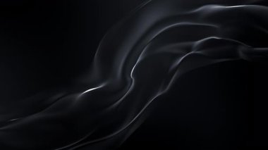Koyu renkli Akıcı Hareket Arkaplan Döngüsü. Siyah bir arkaplana karşı koyu renkli, akışkan bir kumaşın görsel temsili. Kumaşın dalgalanan dalgaları ve ince parıltısı bir hareket ve derinlik hissi yaratır ve izleyicinin dikkatini çeker..