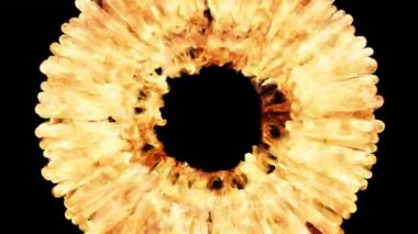 Yangın açıcı, aydınlatıcı, geçiş, kaplama. Patlamanın yoğun ve kaotik doğasını taklit eden dinamik görsel efekt, alevler ve duman içerir..