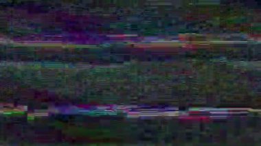 Bozuk Statik Desen TV Gürültüsüyle Dijital Arıza Animasyonu