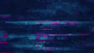 Fütürist teknoloji arka plan videosu için canlı siber punk renkleriyle dinamik hata efekti