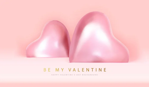 Cartaz Feliz Dia Dos Namorados Com Corações Cor Rosa Antecedentes — Vetor de Stock