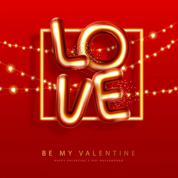 Cartel Del Día San Valentín Con Letras Cromáticas Tarjeta Felicitación — Archivo Imágenes Vectoriales