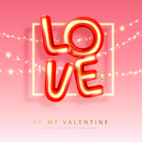 3D色の文字で幸せなバレンタインデーのポスター ホリデーグリーティングカード ベクターイラスト — ストックベクタ