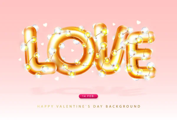 Happy Valentines Day Poster Chromic Letters Electirc Lamps Holiday Greeting — Stock Vector