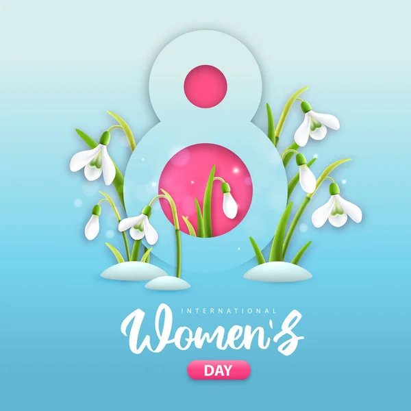 International Happy Women Day Greeting Card Paper Cut Number Eight — Wektor stockowy
