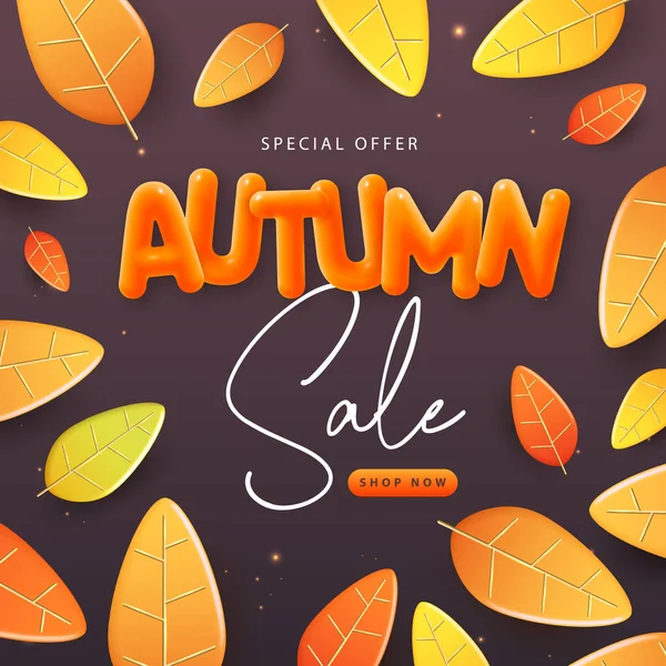 Φθινόπωρο Αφίσα Μεγάλη Πώληση Πορτοκαλί Πτώση Φύλλα Του Φθινοπώρου Εποχιακό — Διανυσματικό Αρχείο