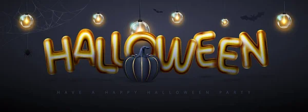Halloween Fond Vacances Avec Des Lettres Métalliques Citrouille Lampes Électriques — Image vectorielle