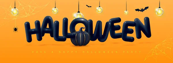 Halloween Holiday Background Plastic Letters Pumpkin Electric Lamps Vector Illustration — Stock Vector