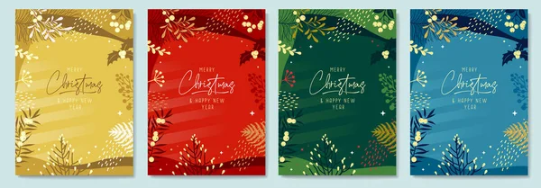 クリスマスの休日の挨拶カードまたはクリスマスの花の装飾のカバーのセット ベクトルイラスト — ストックベクタ