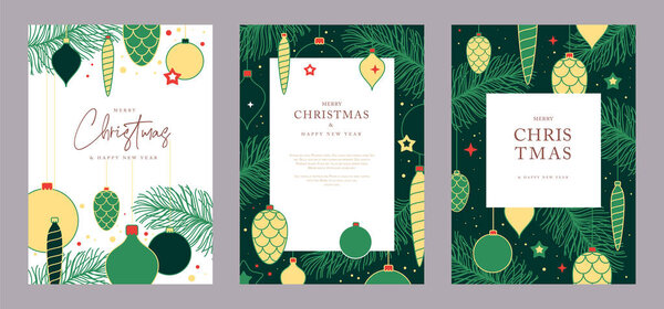 Набор рождественских открыток или чехлов с рождественским оформлением. Векторная иллюстрация