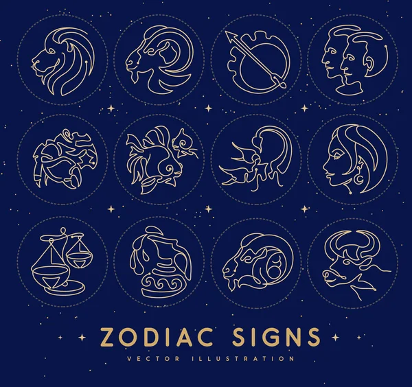 Astrologian Horoskoopit Ulkoavaruuden Taustalla Zodiac Kuvakkeet Vektoriesimerkki — vektorikuva
