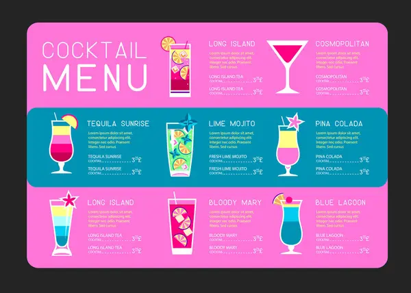 Design Menu Cocktail Restaurante Retro Verão Ilustração Vetorial Gráficos De Vetores