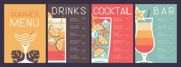 Retro Sommer Restaurant Cocktail Menü Design Vektorillustration lizenzfreie Stockillustrationen