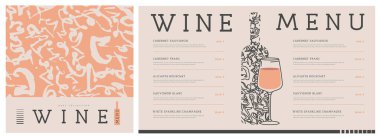 Soyut şarap dokusuna sahip restoran şarap menüsü tasarımı. Vektör illüstrasyonu