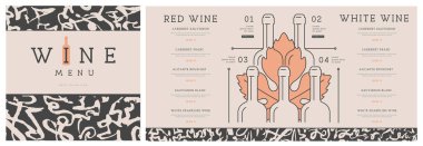 Şarap şişeleri piramidi olan restoran şarap menüsü tasarımı. Çizgi sanatı modern vektör illüstrasyonu