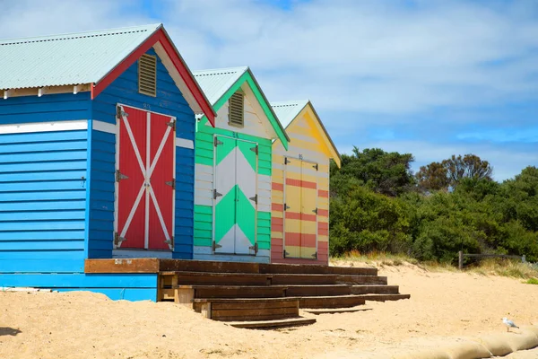 Barevné Plážové Krabice Pláži Brighton Victorii Austrálii — Stock fotografie