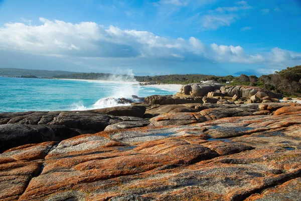 Beautiful Landscape Bay Fire Tasmania Rocks Orange Ocean Turquoise Royalty Free Stock Images