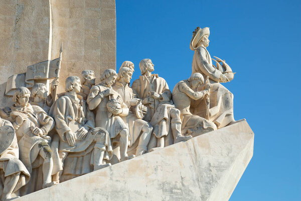 Detail of the right side of the Monument to the Discoveries in Lisbon, Portugal.  Inaugurated in 1960 for the 500th anniversary of Henry the navigator, important figure of 15th-century.