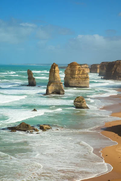 Piękny Krajobraz Apostołów Wiktorii Australii Skały Turkusowym Oceanie Klifach — Zdjęcie stockowe