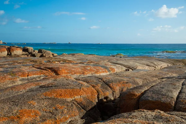 Vackert Landskap Vid Eldbukten Tasmanien Klippor Orange Och Havet Turkost — Stockfoto
