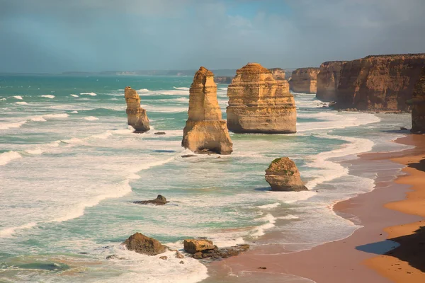 Krásná Krajina Apoštolů Victoria Austrálii Kameny Tyrkysovém Oceánu Útesy — Stock fotografie