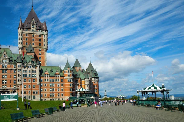 Quebec Kanadzie Wrz 2016 Piękny Widok Taras Dufferin Champlain Pomnik — Zdjęcie stockowe