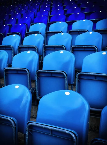 Close Generic Empty Highlight Blue Theater Seats Stock Photo