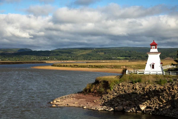 Anderson Hollow Lighthouse Grey Cloudy Sky New Brunswick Canada — Stock Photo, Image
