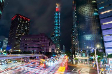  Tayvan şehir parkındaki turistik yerler, Asya iş konsepti imajı, Tayvan 'daki panoramik modern şehir manzarası.