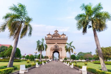 Güzel mimari Patuxay (zafer kapısı) Vientiane, Laos