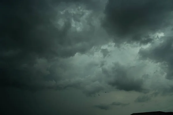 Dark Sky Stormy Clouds Dramatic Sky Dark Clouds Thunder Storm — Stockfoto