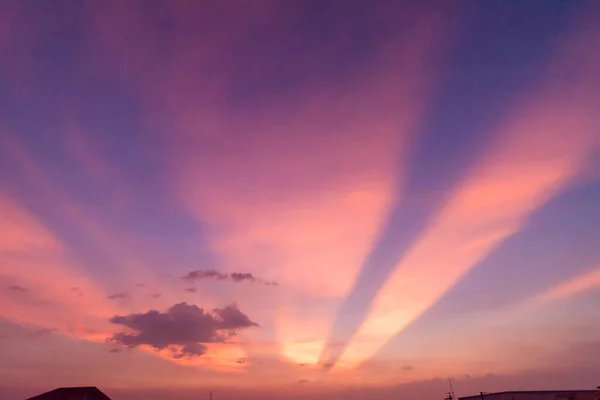 Panoramablick Auf Den Sonnenuntergang Goldenen Und Blauen Himmel Natur Background — Stockfoto