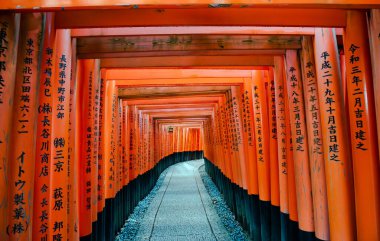 Fushimi Inari-taisha Kapısı (Fushimiinari-taisha) Cennete, Kyoto, Japonya (Japonca metin: Tanrı sizi korusun))