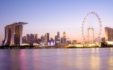 En güzel Viewpoint marina körfezi, Asya iş konsepti imajı, Singapur 'daki panoramik modern şehir manzarası..