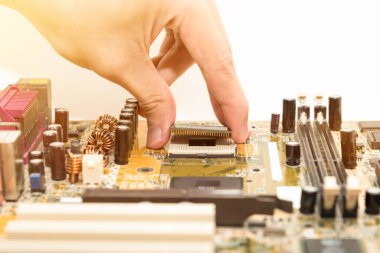 Özet olarak, anakart elektronik arkaplanı kapat. (mantık kartı, Cpu ana kartı, devre, sistem kartı, mobo)